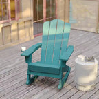 Flash Furniture Newport Adirondack Rocking Chair with Cup Holder, Weather Resistant HDPE Adirondack Rocking Chair, Set of 2