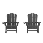 Flash Furniture Newport Adirondack Rocking Chair with Cup Holder, Weather Resistant HDPE Adirondack Rocking Chair, Set of 2