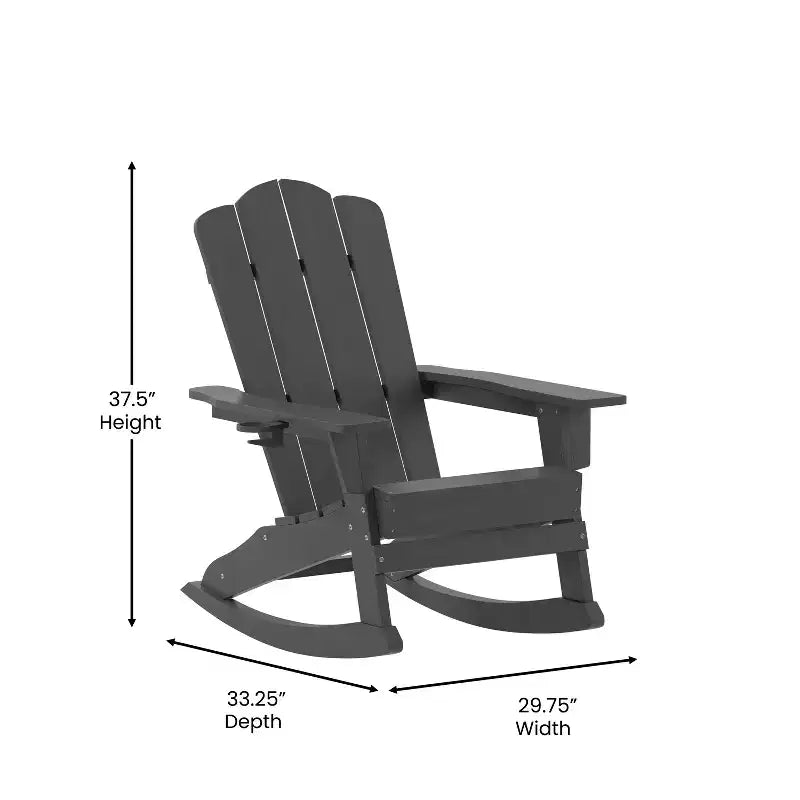 Flash Furniture Newport Adirondack Rocking Chair with Cup Holder, Weather Resistant HDPE Adirondack Rocking Chair, Set of 2