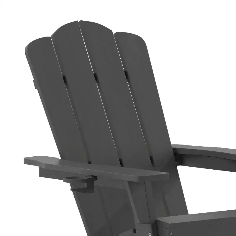 Flash Furniture Newport Adirondack Rocking Chair with Cup Holder, Weather Resistant HDPE Adirondack Rocking Chair, Set of 2
