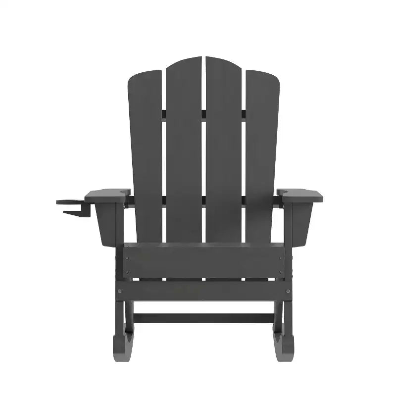 Flash Furniture Newport Adirondack Rocking Chair with Cup Holder, Weather Resistant HDPE Adirondack Rocking Chair, Set of 2