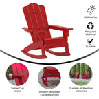 Flash Furniture Newport Adirondack Rocking Chair with Cup Holder, Weather Resistant HDPE Adirondack Rocking Chair, Set of 2