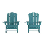 Flash Furniture Newport Adirondack Rocking Chair with Cup Holder, Weather Resistant HDPE Adirondack Rocking Chair, Set of 2