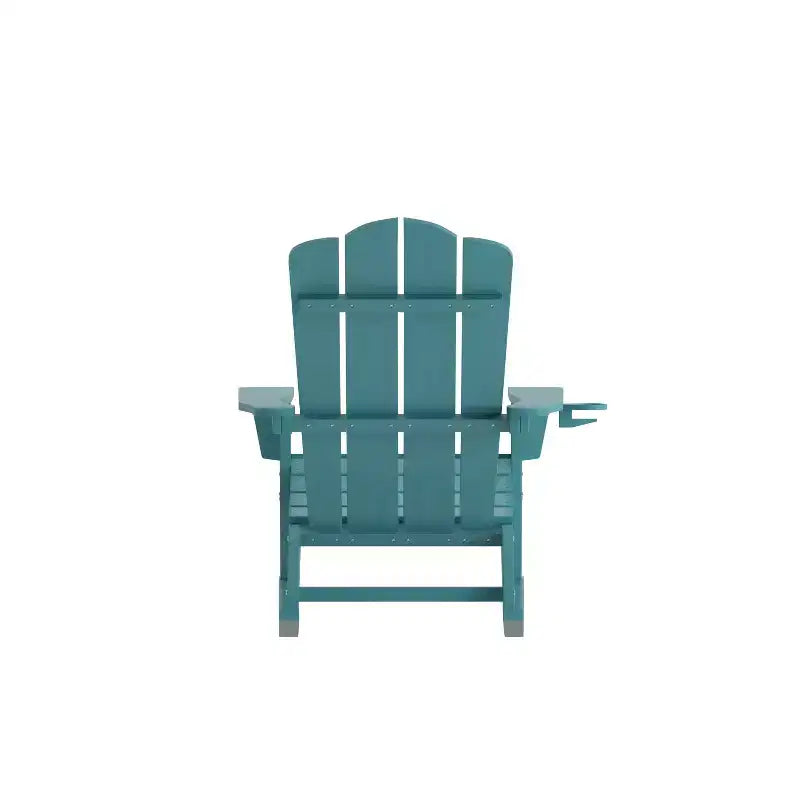 Flash Furniture Newport Adirondack Rocking Chair with Cup Holder, Weather Resistant HDPE Adirondack Rocking Chair, Set of 2