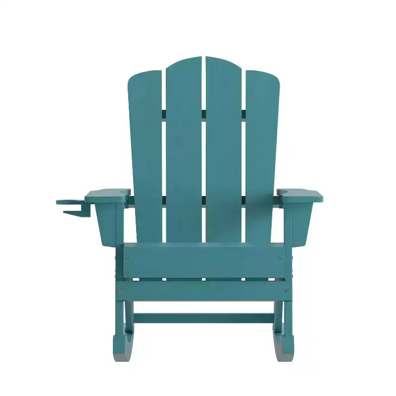 Flash Furniture Newport Adirondack Rocking Chair with Cup Holder, Weather Resistant HDPE Adirondack Rocking Chair