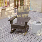 Flash Furniture Newport Adirondack Rocking Chair with Cup Holder, Weather Resistant HDPE Adirondack Rocking Chair