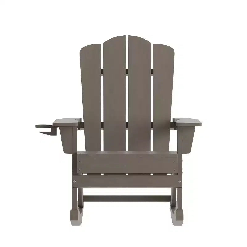 Flash Furniture Newport Adirondack Rocking Chair with Cup Holder, Weather Resistant HDPE Adirondack Rocking Chair