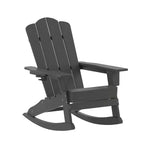 Flash Furniture Newport Adirondack Rocking Chair with Cup Holder, Weather Resistant HDPE Adirondack Rocking Chair