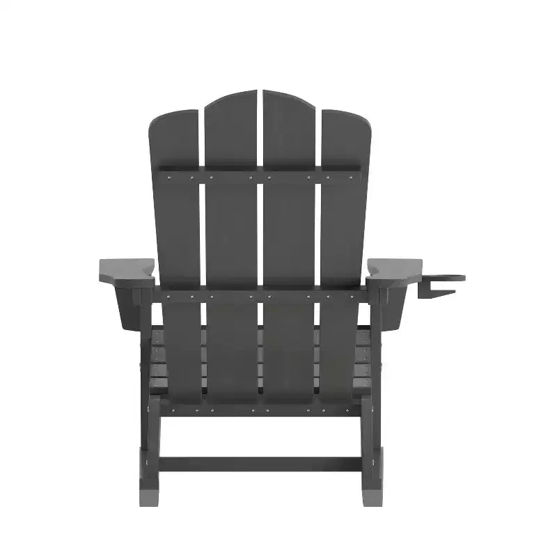 Flash Furniture Newport Adirondack Rocking Chair with Cup Holder, Weather Resistant HDPE Adirondack Rocking Chair