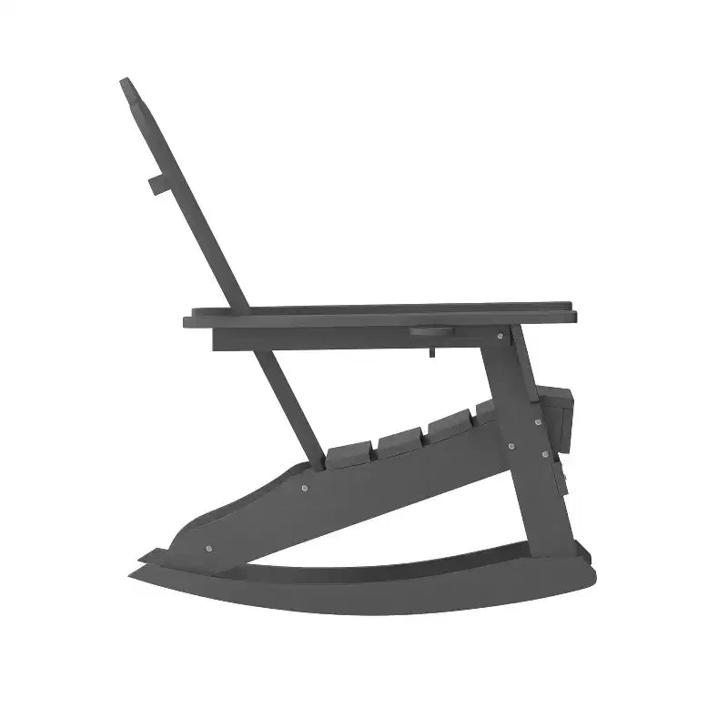 Flash Furniture Newport Adirondack Rocking Chair with Cup Holder, Weather Resistant HDPE Adirondack Rocking Chair