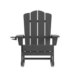 Flash Furniture Newport Adirondack Rocking Chair with Cup Holder, Weather Resistant HDPE Adirondack Rocking Chair