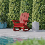 Flash Furniture Newport Adirondack Rocking Chair with Cup Holder, Weather Resistant HDPE Adirondack Rocking Chair