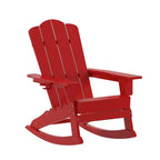 Flash Furniture Newport Adirondack Rocking Chair with Cup Holder, Weather Resistant HDPE Adirondack Rocking Chair