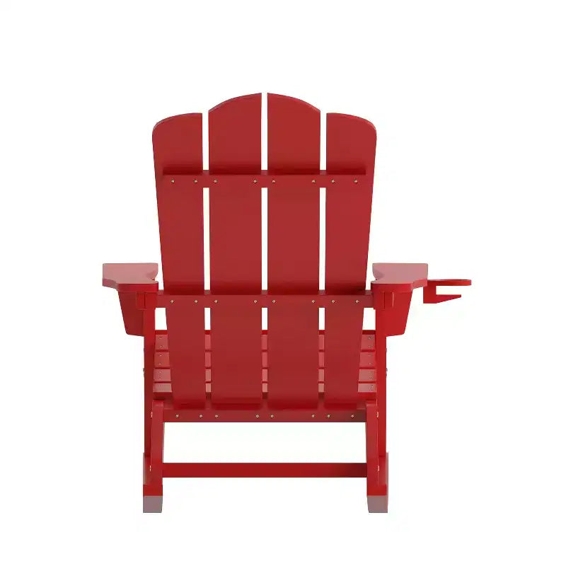 Flash Furniture Newport Adirondack Rocking Chair with Cup Holder, Weather Resistant HDPE Adirondack Rocking Chair