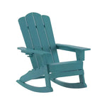 Flash Furniture Newport Adirondack Rocking Chair with Cup Holder, Weather Resistant HDPE Adirondack Rocking Chair
