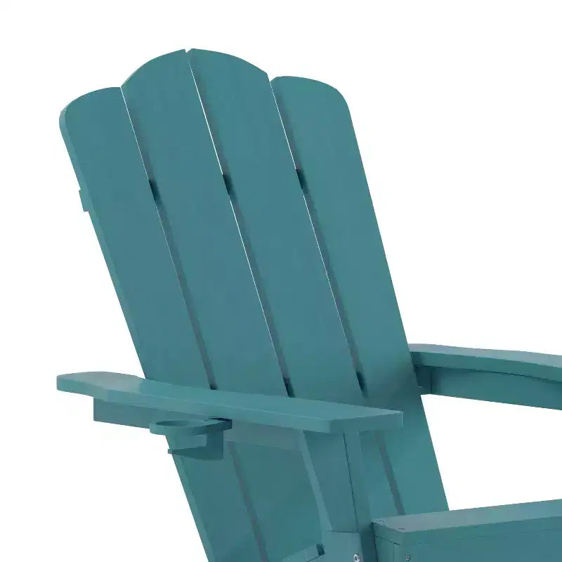 Flash Furniture Newport Adirondack Rocking Chair with Cup Holder, Weather Resistant HDPE Adirondack Rocking Chair