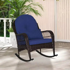 Costway Sedia a dondolo da patio in vimini con cuscini per schienale e cuscino lombare per portico bianco sporco/arancione/grigio/nero/blu