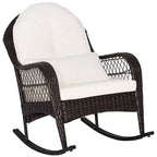 Costway Sedia a dondolo da patio in vimini con cuscini per schienale e cuscino lombare per portico bianco sporco/arancione/grigio/nero/blu