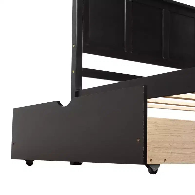 ModernLuxe - Letto a piattaforma in legno con rotelle e due cassetti, misura singola