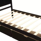ModernLuxe - Letto a piattaforma in legno con rotelle e due cassetti, misura singola