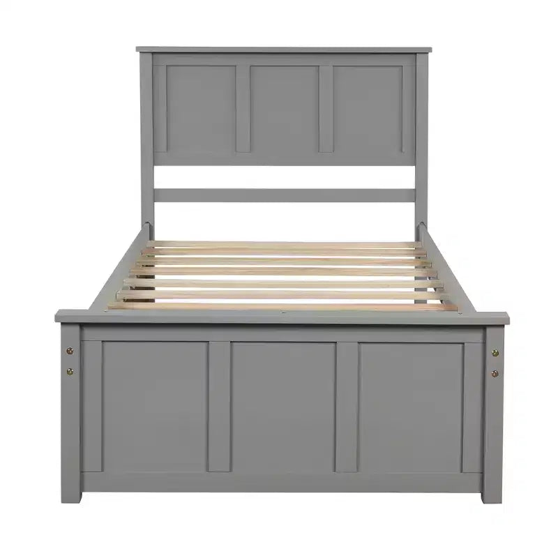 ModernLuxe - Letto a piattaforma in legno con rotelle e due cassetti, misura singola