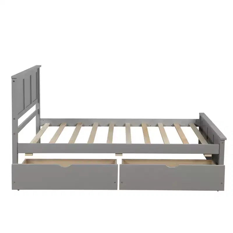 ModernLuxe - Letto a piattaforma in legno con rotelle e due cassetti, misura singola