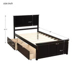 ModernLuxe - Letto a piattaforma in legno con rotelle e due cassetti, misura singola