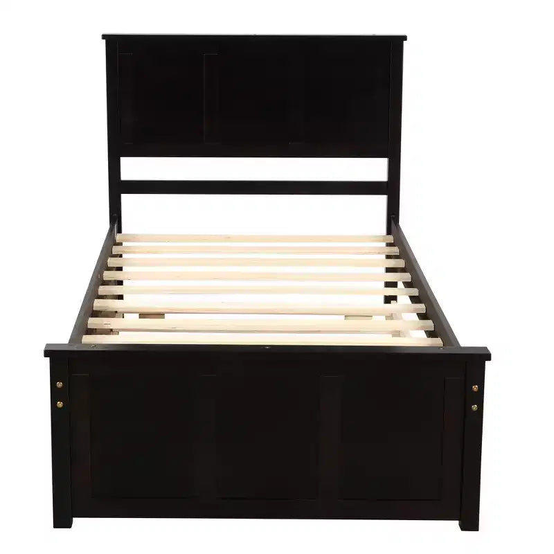 ModernLuxe - Letto a piattaforma in legno con rotelle e due cassetti, misura singola