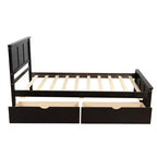 ModernLuxe - Letto a piattaforma in legno con rotelle e due cassetti, misura singola