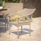 Flash Furniture Jace, sedia impilabile per patio di grado commerciale, sedia da pranzo per patio in vimini PE per tutte le stagioni