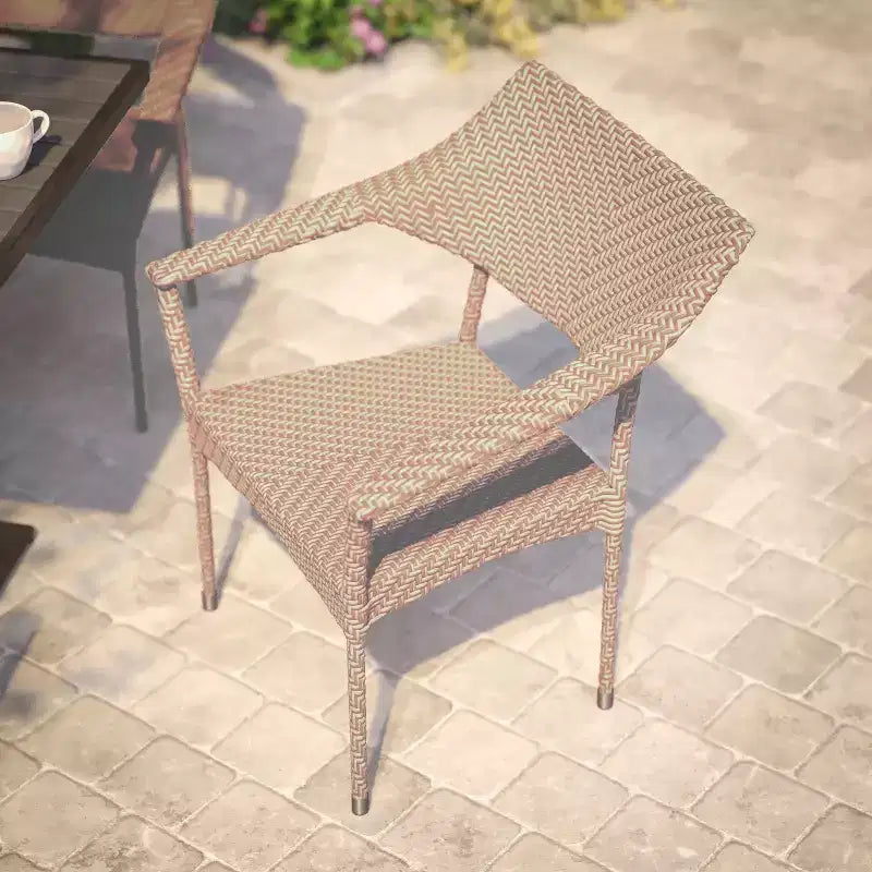 Flash Furniture Jace, sedia impilabile per patio di grado commerciale, sedia da pranzo per patio in vimini PE per tutte le stagioni