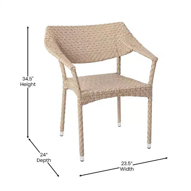 Flash Furniture Jace, sedia impilabile per patio di grado commerciale, sedia da pranzo per patio in vimini PE per tutte le stagioni