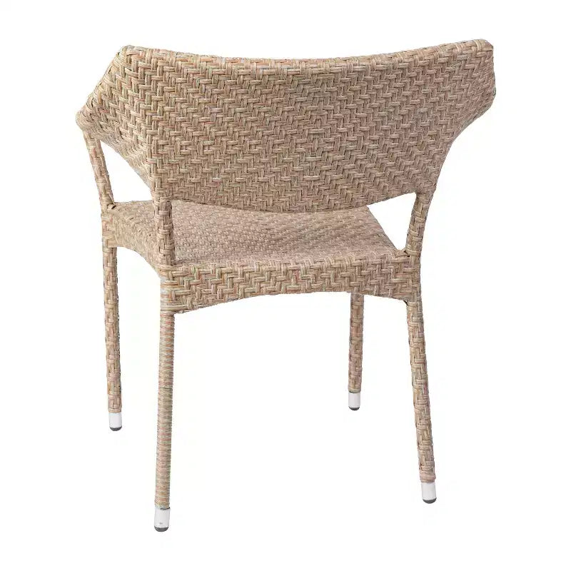 Flash Furniture Jace, sedia impilabile per patio di grado commerciale, sedia da pranzo per patio in vimini PE per tutte le stagioni