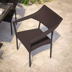 Flash Furniture Jace, sedia impilabile per patio di grado commerciale, sedia da pranzo per patio in vimini PE per tutte le stagioni