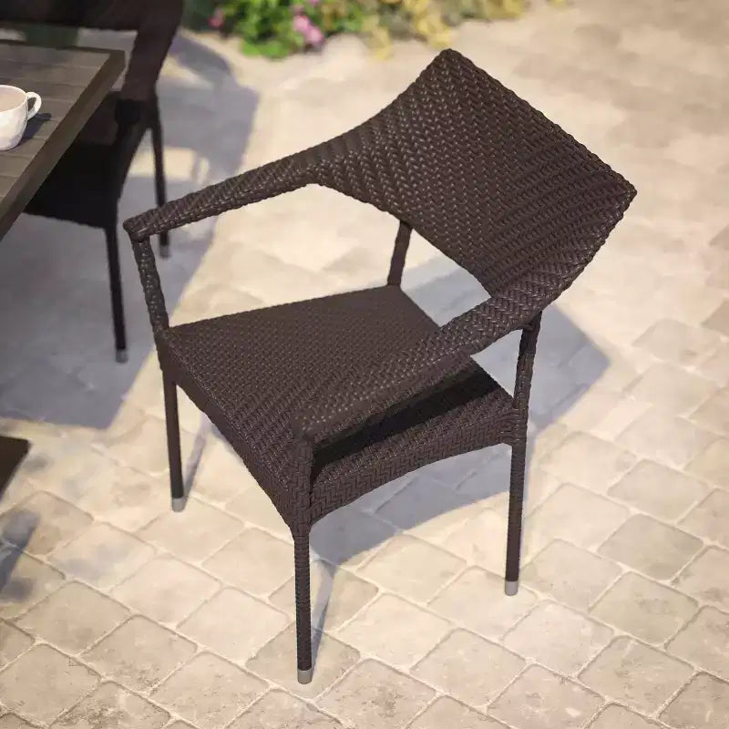 Flash Furniture Jace, sedia impilabile per patio di grado commerciale, sedia da pranzo per patio in vimini PE per tutte le stagioni