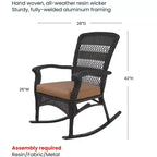 Sedia a Dondolo Northlight 42 in Resina Wicker Marrone Scuro con Cuscino