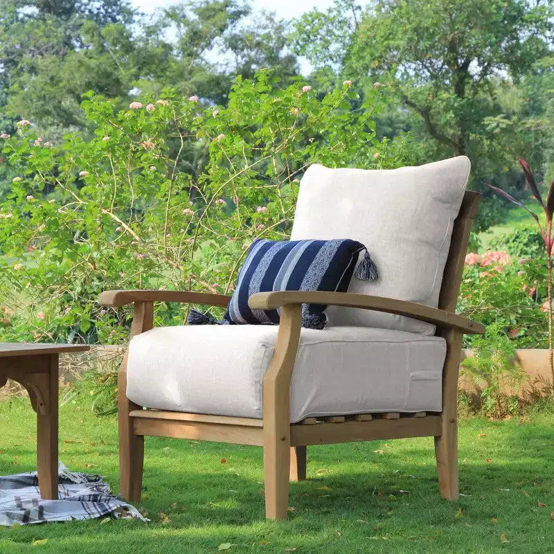 Sonoma Lane Amherst Teak Outdoor Lounge Chair With Zippered Cushions