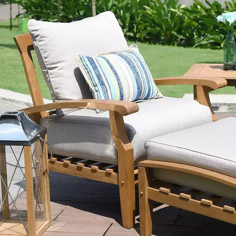 Sonoma Lane Amherst Teak Outdoor Lounge Chair With Zippered Cushions