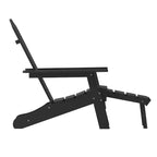 Emma and Oliver Set of 2 Adirondack Chairs with Cup Holders and Pull Out Ottoman, All-Weather HDPE Indoor/Outdoor Lounge Chairs