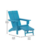 Emma and Oliver Set of 2 Adirondack Chairs with Cup Holders and Pull Out Ottoman, All-Weather HDPE Indoor/Outdoor Lounge Chairs