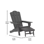 Emma and Oliver Set of 2 Adirondack Chairs with Cup Holders and Pull Out Ottoman, All-Weather HDPE Indoor/Outdoor Lounge Chairs