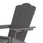 Emma and Oliver Set of 2 Adirondack Chairs with Cup Holders and Pull Out Ottoman, All-Weather HDPE Indoor/Outdoor Lounge Chairs