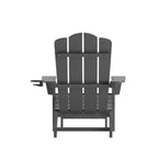 Emma and Oliver Set of 2 Adirondack Chairs with Cup Holders and Pull Out Ottoman, All-Weather HDPE Indoor/Outdoor Lounge Chairs