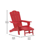 Emma and Oliver Set of 2 Adirondack Chairs with Cup Holders and Pull Out Ottoman, All-Weather HDPE Indoor/Outdoor Lounge Chairs