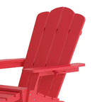Emma and Oliver Set of 2 Adirondack Chairs with Cup Holders and Pull Out Ottoman, All-Weather HDPE Indoor/Outdoor Lounge Chairs