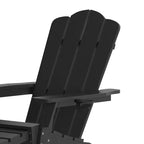 Emma and Oliver Set of 2 Adirondack Chairs with Cup Holders and Pull Out Ottoman, All-Weather HDPE Indoor/Outdoor Lounge Chairs