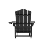 Emma and Oliver Set of 2 Adirondack Chairs with Cup Holders and Pull Out Ottoman, All-Weather HDPE Indoor/Outdoor Lounge Chairs