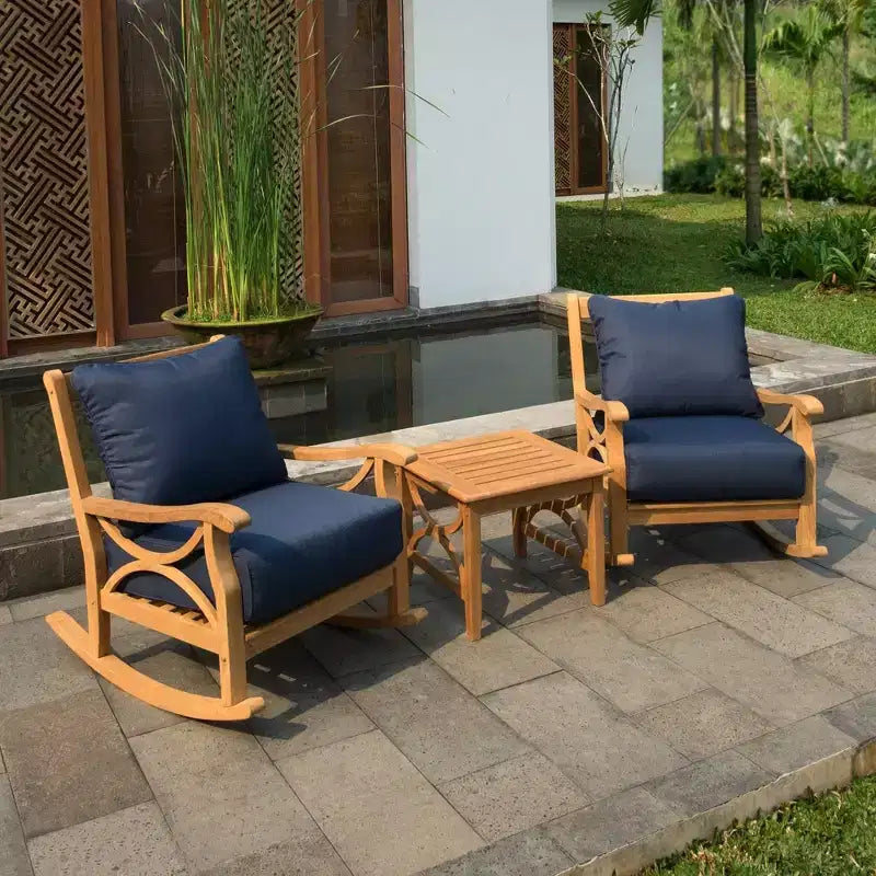 Sedia a dondolo da esterno Sonoma Lane Alamo in teak con cuscino a cerniera e struttura
