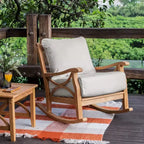Sedia a dondolo da esterno Sonoma Lane Alamo in teak con cuscino a cerniera e struttura