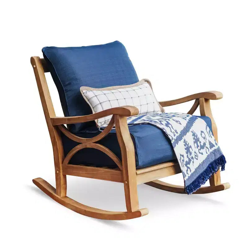 Sedia a dondolo da esterno Sonoma Lane Alamo in teak con cuscino a cerniera e struttura